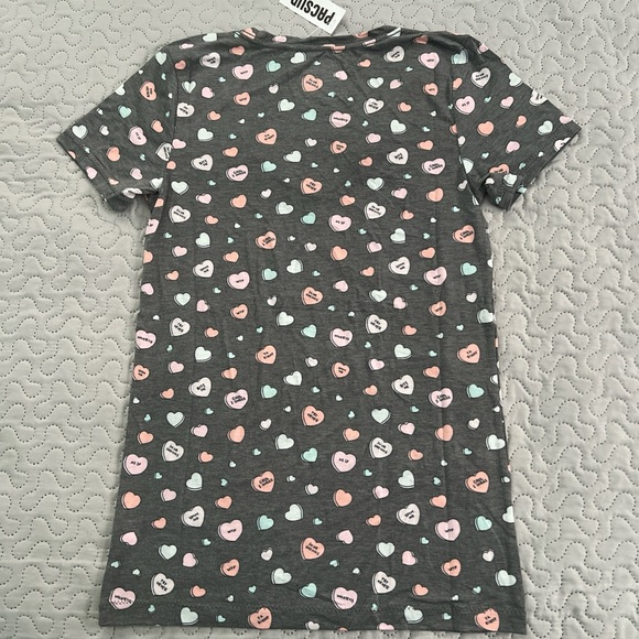 NWT Nollie pacsun candy hearts v-neck top tee shirt valentines grey medium - Picture 3 of 3